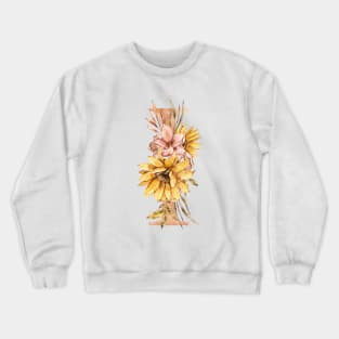 Watercolor sunflower bouquet monogram letter I Crewneck Sweatshirt